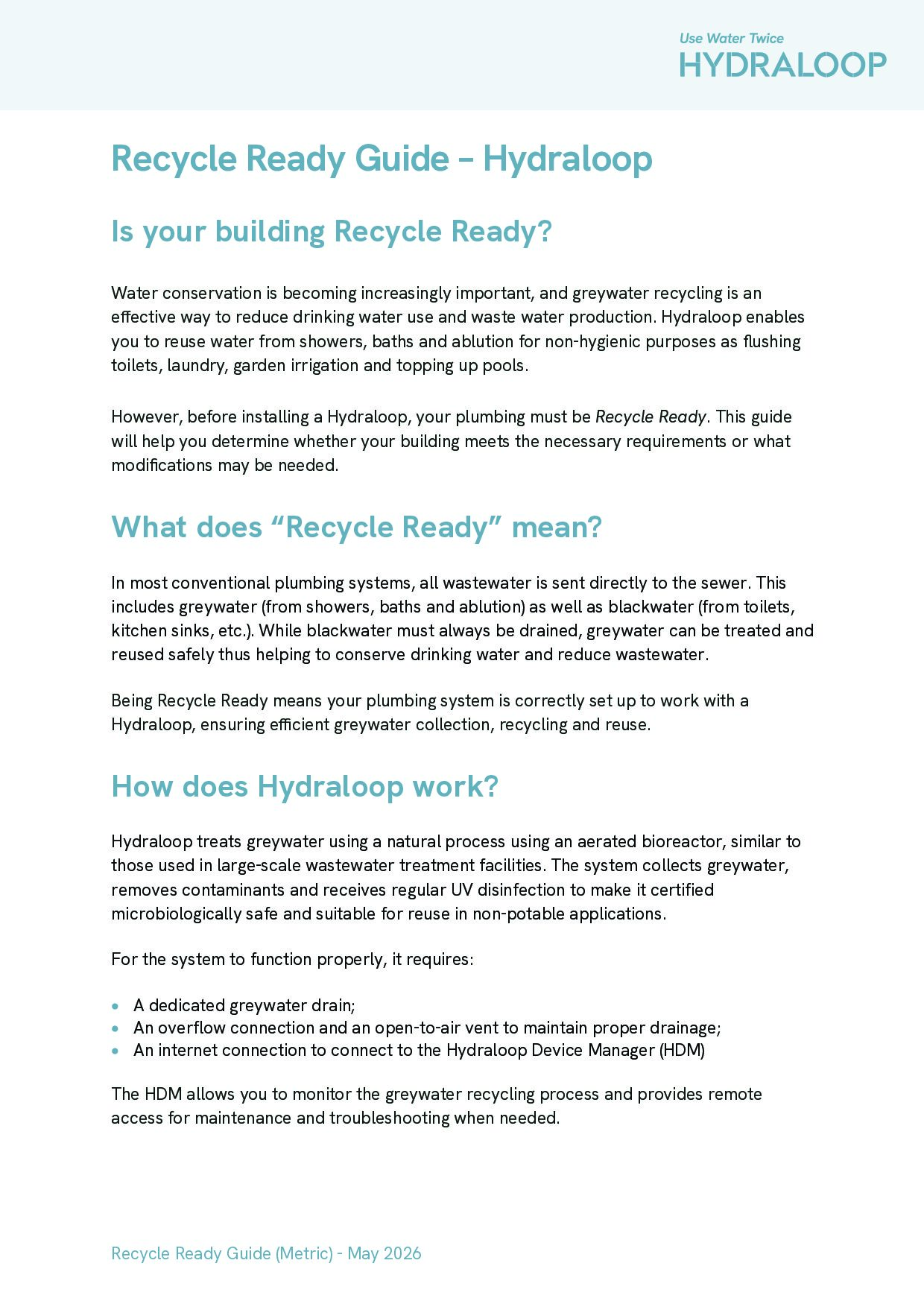 First page of Recycle Ready Guide Metric v8 May 26 rev01 3